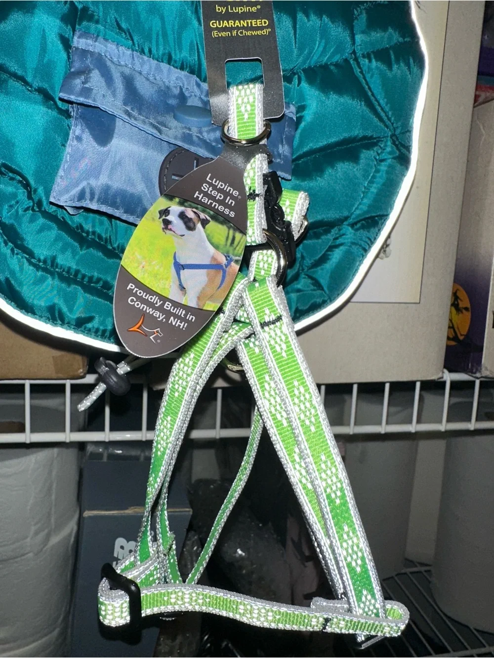 2 Reflective Step-In Dog Harness - Neon Green Lupine 12-18 inch